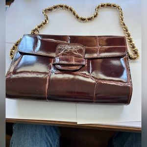 BROWN LEATHER CLUTCH/SHOULDER BAG